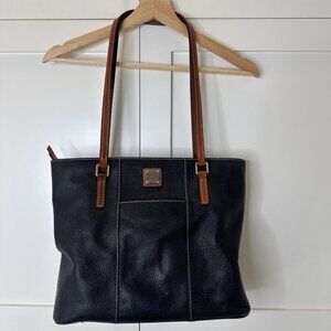 Dooney & Bourke Lexington Black Pebbled Leather Double Handle Zipper Tote Bag
